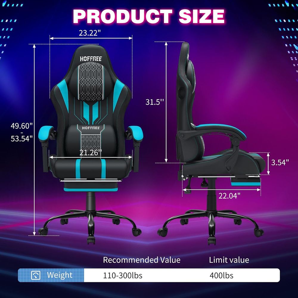 Gaming Chair with LED Lights S - Massage 评论和价格